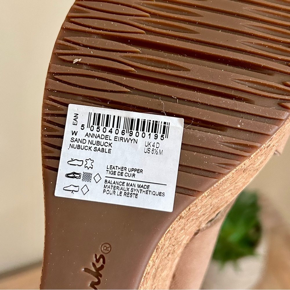 Clarks Sand Nubuck Leather Crisscross Wedge Sandal - Picture 10 of 12